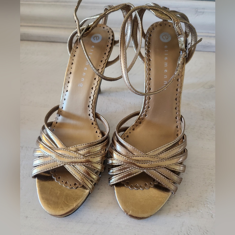 Gold Strappy Women's Heals